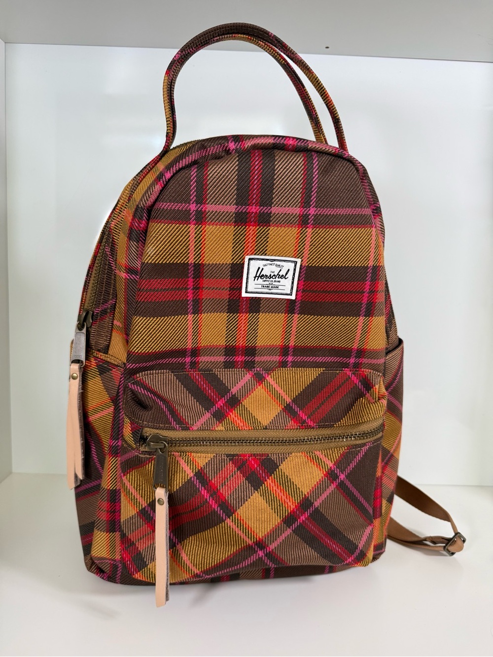 Herschel Plaid Mini Backpack Brown Mustard Pink Tartan